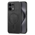 For OPPO Reno13 5G Retro Magsafe Magnetic PU Back Cover Phone Case(Black) - 1