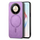 For Honor Magic6 Pro 5G Retro Magsafe Magnetic PU Back Cover Phone Case(Purple) - 1