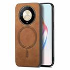 For Honor X50 Pro 5G Retro Magsafe Magnetic PU Back Cover Phone Case(Brown) - 1