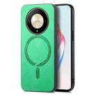 For Honor X9b / Magic6 Lite 5G Retro Magsafe Magnetic PU Back Cover Phone Case(Green) - 1