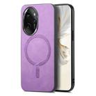 For Honor 100 Pro Retro Magsafe Magnetic PU Back Cover Phone Case(Purple) - 1
