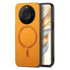 For Honor X60 5G Retro Magsafe Magnetic PU Back Cover Phone Case(Yellow) - 1