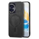 For Honor 100 Retro Magsafe Magnetic PU Back Cover Phone Case(Black) - 1