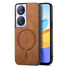 For Honor Play 50 Plus 5G Retro Magsafe Magnetic PU Back Cover Phone Case(Brown) - 1