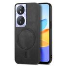 For Honor Play 50 Plus 5G Retro Magsafe Magnetic PU Back Cover Phone Case(Black) - 1