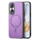 For Honor 90 Retro Magsafe Magnetic PU Back Cover Phone Case(Purple) - 1
