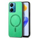 For Honor Play7T Retro Magsafe Magnetic PU Back Cover Phone Case(Green) - 1