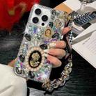 For iPhone 14 Pro Handmade Diamond Purple Gemstone Scarf Bracelet PC Phone Case(Black) - 1