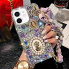 For iPhone 12 Handmade Diamond Purple Gemstone Scarf Bracelet PC Phone Case(White) - 1