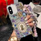 For iPhone X / XS Handmade Diamond Purple Gemstone Scarf Bracelet PC Phone Case(White) - 1