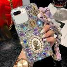 For iPhone 7 Plus / 8 Plus Handmade Diamond Purple Gemstone Scarf Bracelet PC Phone Case(White) - 1