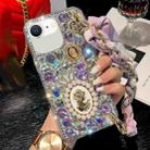 For iPhone SE 2022 /  7 / 8  Handmade Diamond Purple Gemstone Scarf Bracelet PC Phone Case(White) - 1
