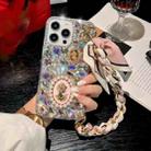 For iPhone 16 Handmade Diamond Purple Gemstone Scarf Bracelet PC Phone Case(Pink) - 1