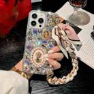 For iPhone 16 Plus Handmade Diamond Purple Gemstone Scarf Bracelet PC Phone Case(Pink) - 1