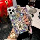 For iPhone 16 Pro Handmade Diamond Purple Gemstone Scarf Bracelet PC Phone Case(White) - 1