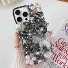 For iPhone 15 Pro Max Handmade Butterfly Diamond Inlay PC Phone Case(Black) - 1