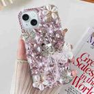 For iPhone 15 Plus Handmade Butterfly Diamond Inlay PC Phone Case(Pink) - 1