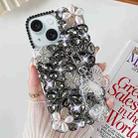 For iPhone 15 Plus Handmade Butterfly Diamond Inlay PC Phone Case(Black) - 1