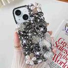 For iPhone 15 Handmade Butterfly Diamond Inlay PC Phone Case(Black) - 1