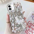 For iPhone 16 Handmade Butterfly Diamond Inlay PC Phone Case(White) - 1