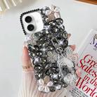 For iPhone 16 Handmade Butterfly Diamond Inlay PC Phone Case(Black) - 1