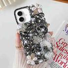 For iPhone 16 Plus Handmade Butterfly Diamond Inlay PC Phone Case(Black) - 1