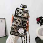 For iPhone 15 Pro Max Crossbody Perfume Bottle Handmade Inlaid Diamond PC Phone Case(Black) - 1