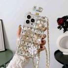 For iPhone 15 Pro Max Crossbody Perfume Bottle Handmade Inlaid Diamond PC Phone Case(White) - 1
