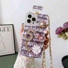 For iPhone 15 Pro Crossbody Perfume Bottle Handmade Inlaid Diamond PC Phone Case(Purple) - 1