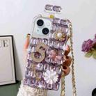 For iPhone 15 Plus Crossbody Perfume Bottle Handmade Inlaid Diamond PC Phone Case(Purple) - 1