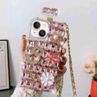 For iPhone 14 Plus Crossbody Perfume Bottle Handmade Inlaid Diamond PC Phone Case(Pink) - 1