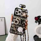 For iPhone 14 Pro Crossbody Perfume Bottle Handmade Inlaid Diamond PC Phone Case(Black) - 1