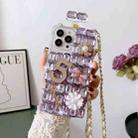 For iPhone 14 Pro Crossbody Perfume Bottle Handmade Inlaid Diamond PC Phone Case(Purple) - 1