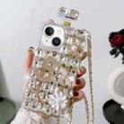 For iPhone 13 Crossbody Perfume Bottle Handmade Inlaid Diamond PC Phone Case(White) - 1