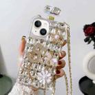 For iPhone 13 mini Crossbody Perfume Bottle Handmade Inlaid Diamond PC Phone Case(White) - 1