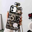 For iPhone 12 mini Crossbody Perfume Bottle Handmade Inlaid Diamond PC Phone Case(Black) - 1