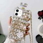 For iPhone 12 mini Crossbody Perfume Bottle Handmade Inlaid Diamond PC Phone Case(White) - 1