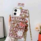 For iPhone 11 Crossbody Perfume Bottle Handmade Inlaid Diamond PC Phone Case(Pink) - 1