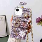 For iPhone XR Crossbody Perfume Bottle Handmade Inlaid Diamond PC Phone Case(Purple) - 1