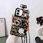 For iPhone 16 Crossbody Perfume Bottle Handmade Inlaid Diamond PC Phone Case(Black) - 1