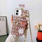 For iPhone 16 Crossbody Perfume Bottle Handmade Inlaid Diamond PC Phone Case(Pink) - 1