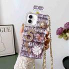 For iPhone 16 Crossbody Perfume Bottle Handmade Inlaid Diamond PC Phone Case(Purple) - 1