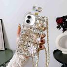 For iPhone 16 Plus Crossbody Perfume Bottle Handmade Inlaid Diamond PC Phone Case(White) - 1