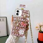 For iPhone 16 Plus Crossbody Perfume Bottle Handmade Inlaid Diamond PC Phone Case(Pink) - 1