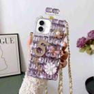 For iPhone 16 Plus Crossbody Perfume Bottle Handmade Inlaid Diamond PC Phone Case(Purple) - 1