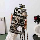 For iPhone 16 Pro Max Crossbody Perfume Bottle Handmade Inlaid Diamond PC Phone Case(Black) - 1