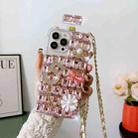 For iPhone 16 Pro Max Crossbody Perfume Bottle Handmade Inlaid Diamond PC Phone Case(Pink) - 1