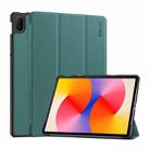 For Huawei MatePad SE 11 2024 ENKAY Tri-fold Custer Texture Platic Leather Tablet Case(Dark Green) - 1