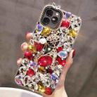 For iPhone 15 Pro Handmade Bling Rhinestone Gemstone Fox PC Phone Case(Red) - 1