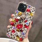 For iPhone 14 Plus Handmade Bling Rhinestone Gemstone Fox PC Phone Case(Red) - 1